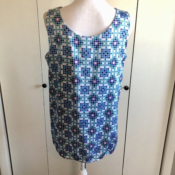 Nicole by Nicole Miller Blouse Womens L Used Sleeveless Blue Purple Cream - Picture 5 of 12